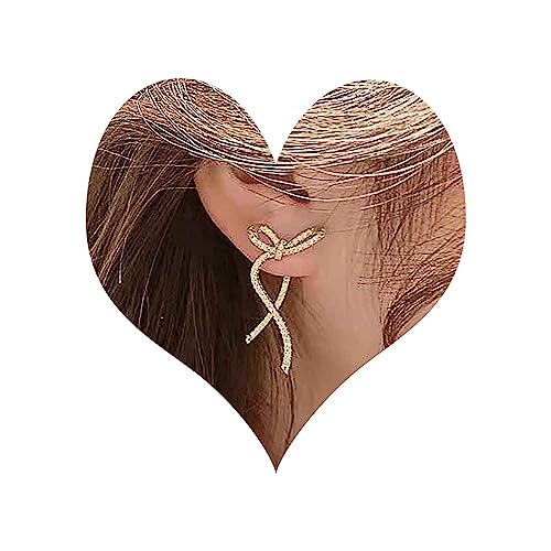 Inateannal Vintage Kristall Ohrringe - Lang Cz Strass Bogen Ohrstecker - Gold Schmuck Für Frauen Und Mädchen von Inateannal