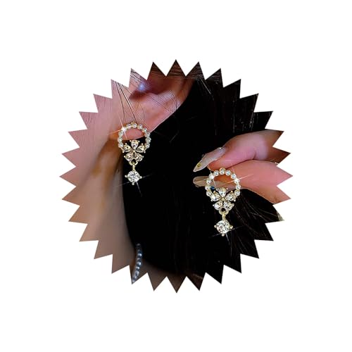 Inateannal Vintage Kristall Perle Tropfen Ohrringe Gold Strass Blume Ohrringe Perle Blume Baumeln Ohrringe Kreis Perle Ohrstecker Schmuck Für Frauen Und Mädchen von Inateannal