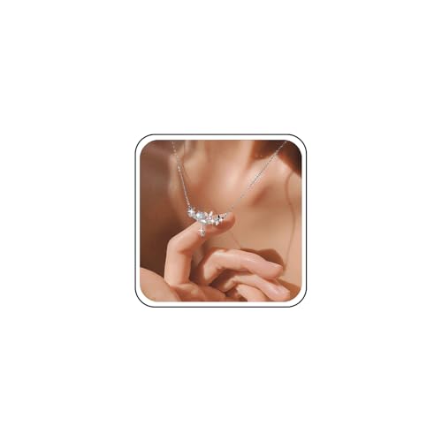 Inateannal Vintage Kristall Schmetterling Choker Halskette Silber Strass Anhänger Halskette Cz Winzigen Schmetterling Kette Halskette Funkelnde Hochzeit Kubischer Zirkoniumdioxid Halskette von Inateannal