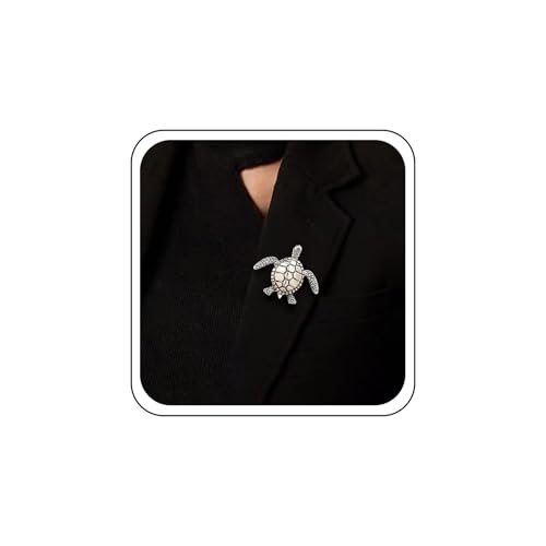 Inateannal Vintage Meeresschildkröte Brosche Schildkröte Tier Revers Brosche Pin Silber Meer Tier Revers Pins Erklärung Schildkröte Clip Bankett Abzeichen Pin Dekorativ Für Frauen von Inateannal