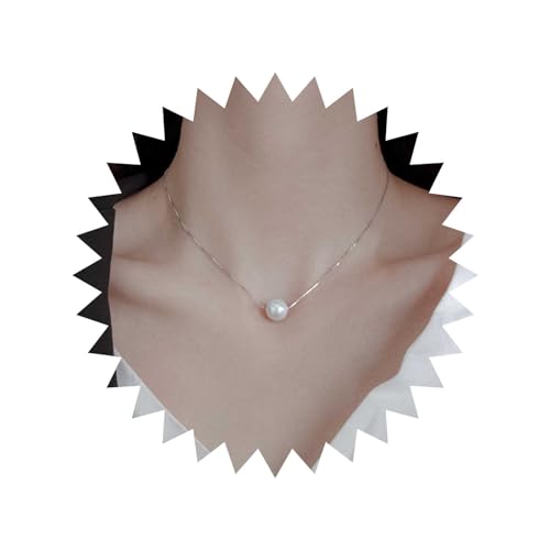 Inateannal Vintage Perle Anhänger Halskette Silber Perle Choker Halskette Schwimmende Perle Kette Halskette Minimalistische Perle Hochzeit Halskette Schmuck Für Frauen Und Mädchen von Inateannal