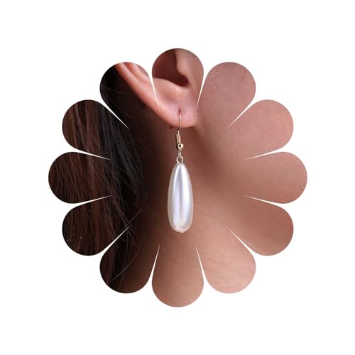 Inateannal Vintage Perle Tropfen Ohrringe Gold Perle Baumeln Ohrringe Lange Perle Tropfen Ohrringe Hochzeit Perle Haken Ohrringe Schmuck Für Frauen Und Mädchen von Inateannal
