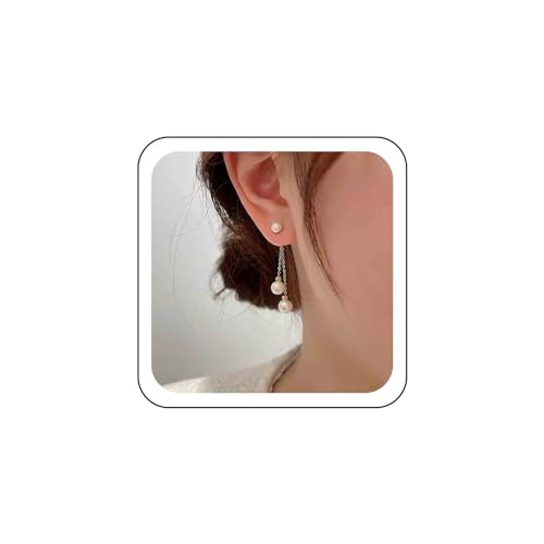 Inateannal Vintage Perlen Ohrringe Gold Perlen Kette Tropfen Ohrringe Lange Perle Quaste Ohrringe Perle Ohr Jacke Ohrringe Boho Perle Ohrstecker Schmuck Für Frauen Und Mädchen von Inateannal