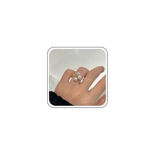 Inateannal Vintage Perlen Wrap Finger Ring Gold Verstellbar Offen Wrap Ring Offen Knöchel Verstellbare Ringe Kleine Perle Eheringe Schmuck Für Frauen von Inateannal