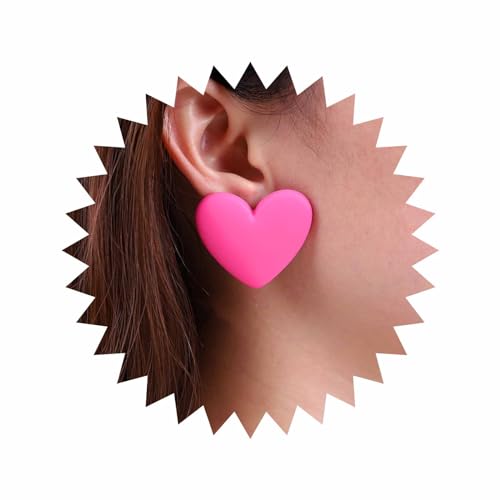 Inateannal Vintage Rosa Herz Ohrringe Acryl Rosa Herz Baumeln Ohrringe Harzs Große Liebe Ohrring Acryl Süßigkeiten Schmuck Für Frauen Und Mädchen von Inateannal