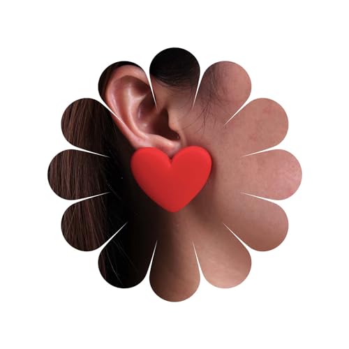Inateannal Vintage Rote Herz Ohrringe Acryl Rotes Herz Baumeln Ohrringe Harz Große Liebe Herz Ohrringe Acryl Süßigkeiten Farbe Herz Ohrringe Schmuck Für Frauen Und Mädchen von Inateannal