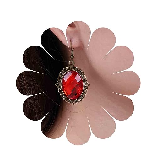 Inateannal Vintage Rubin Ohrringe Oval Rot Edelstein Ohrringe Große Rubin Ohrstecker Rot Kristall Haken Ohrringe Schmuck Für Frauen Und Mädchen von Inateannal