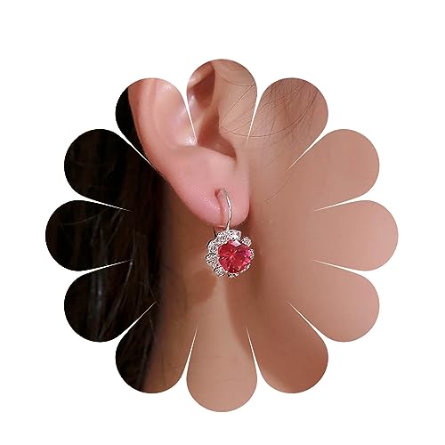 Inateannal Vintage Rubin Ohrringe Rot Kristall Baumeln Ohrringe Rot Rubin Ohrstecker Gold Cz Huggie Hoop Ohrringe Schmuck Für Frauen Und Mädchen von Inateannal