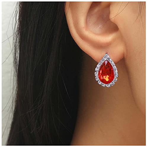 Inateannal Vintage Rubin Ohrringe Rote Tropfen Kristall Ohrringe Roter Rubin Ohrstecker Braut Ohrringe Cz Wassertropfen Ohrringe Schmuck Für Frauen Und Mädchen von Inateannal