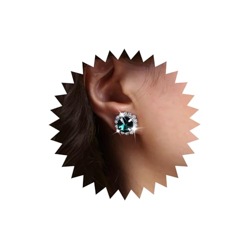 Inateannal Vintage Smaragd Runde Ohrringe Grün Smaragd Ohrstecker Silber Smaragd Strass Ohrringe Grün Geometrische Kristall Ohrringe Schmuck Für Frauen Und Mädchen von Inateannal
