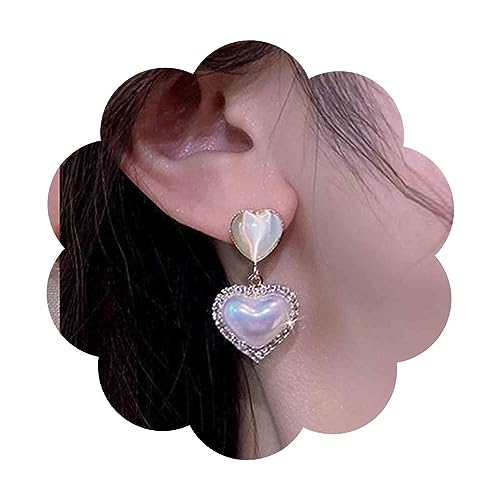 Inateannal Vintage Strass Herz Ohrringe Opal Herz Ohrstecker Mondstein Herz Ohrringe Gold Kristall Herz Baumeln Ohrringe Schmuck Für Frauen Und Mädchen von Inateannal