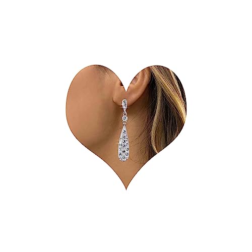 Inateannal Vintage Strass Ohrringe Silber Lange Kristall Ohrringe Tropfen Cz Ohrringe Funkelnde Strass Braut Ohrringe Schmuck Für Frauen Und Mädchen von Inateannal