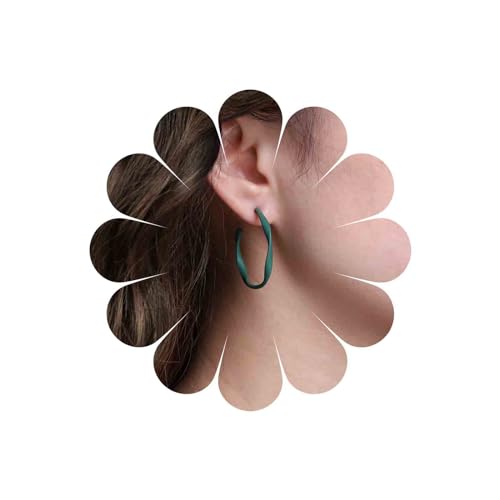 Inateannal Vintage Twist Open Hoop Ohrringe Grün Verdreht C-förmige Ohrringe Handgefertigt Verdreht Hoop Ohrringe Großen Grünen Kreis Huggie Ohrringe Schmuck Für Frauen Mädchen von Inateannal