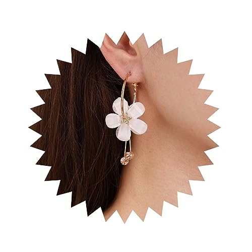 Inateannal Vintage Weiße Blume Ohrringe Kristall Acryl Blume Ohrringe Emaille Blume Baumeln Ohrringe Acryl Blume Reif Ohrringe Schmuck Für Frauen Und Mädchen von Inateannal