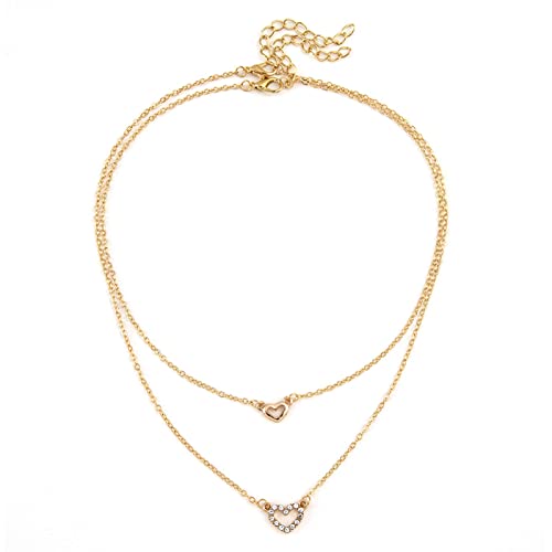 Inateannal geschichtet Herz Halskette für Frauen klassische hohle Liebe Herz Anhänger Halskette Schichtung Kristall Herz Anweisung Halskette Hochzeit Brautschmuck Geschenke von Inateannal