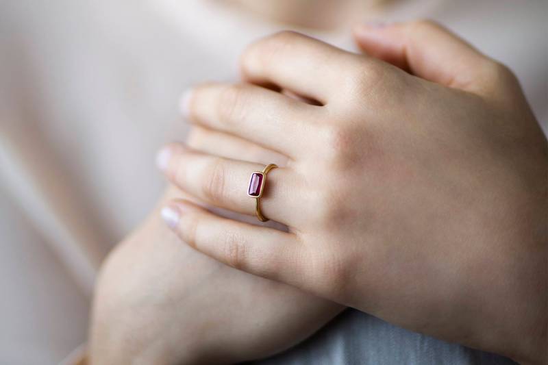 14K Gelbgold Rubin Ring, Frauen Diamant Juli Birthstone Gold Stein Vintage Style Verlobungsringe von InbarAlezraki