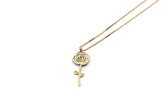 Kleine Blumen Goldkette, Kleine Rose Anhänger, Bereit Zu Versenden, Urlaub Geschenk, 14K Halskette, Fledermaus Mitzwah Schmuck, Sweet 16 Geschenk von InbarAlezraki