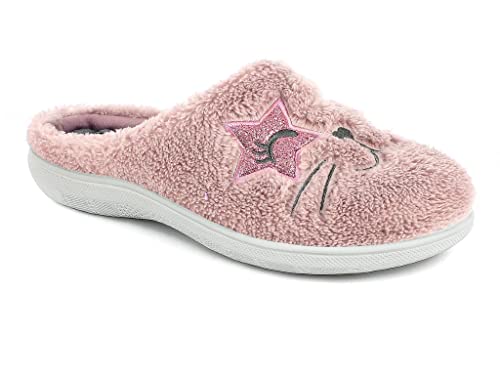 Inblu Damen Katze Plüsch Hausschuh, Rosa, 38 EU von inblu