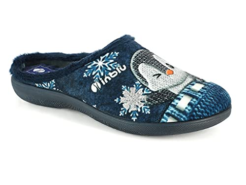 Inblu Damen Pinguin Hausschuh, blau, 35 EU von inblu