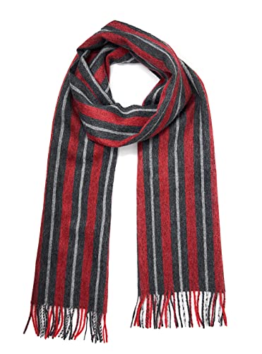 Inca Fashions - Regent Stripe Schal - 100% Baby Alpaka Wolle - Unisex, Rot/Anthrazit/Silber, Einheitsgröße von Inca Fashions