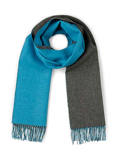 Schal aus Alpaka-Wolle, 100 % reines Baby-Alpaka, doppelseitig, wendbar, Kontrastschal (klassisches Blau/Grau), Klassisches Blau/Grau, Einheitsgröße von Inca Fashions