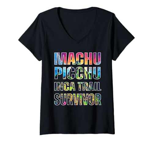Damen Peruanischer Machu Picchu Cusco Peru Inka Trail Survivor Design T-Shirt mit V-Ausschnitt Damen Peruanischer Machu Picchu Cusco Peru Inka Trail Survivor Design T-Shirt mit V-Ausschnitt von Inca Trail survivor-Machu Picchu Peru lovers