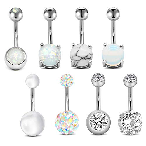 Incaton 1.6mm Bauchnabelpiercing Piercing Bauchnabel 8Stk Piercing Banane Edelstahl Nabelpiercing Bauchpiercing Schmuck für Damen 10mm Stablänge von Incaton