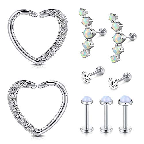 Incaton 16G Helix Piercings 9 STK Ohrringe Stecker 1.2mm Knorpel Tragus Rook Conch Helix Piercing Edelstahl Ohrring Schmuck Set von Incaton