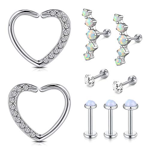 Incaton 16G Helix Piercings 9 Stk Ohrringe Stecker 1.2mm Knorpel Tragus Rook Conch Helix Piercing Edelstahl Ohrring Schmuck Set von Incaton