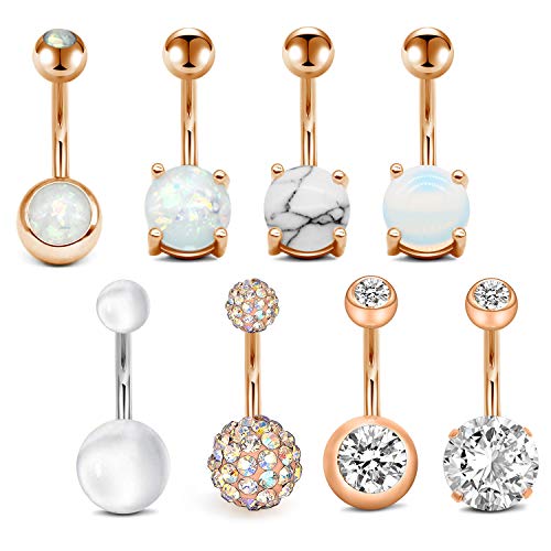 Incaton Bauchnabelpiercing 1.6mm Piercing Bauchnabel 8Stk Piercing Banane Edelstahl Nabelpiercing Bauchpiercing Schmuck für Damen 10mm Stablänge von Incaton