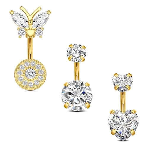 Incaton Bauchnabelpiercing Set Kurzer Stab 6mm Barbell 316L Chirurgenstahl Bauchnabel Ringe Piercing Damen Herren Nabelpiercing von Incaton