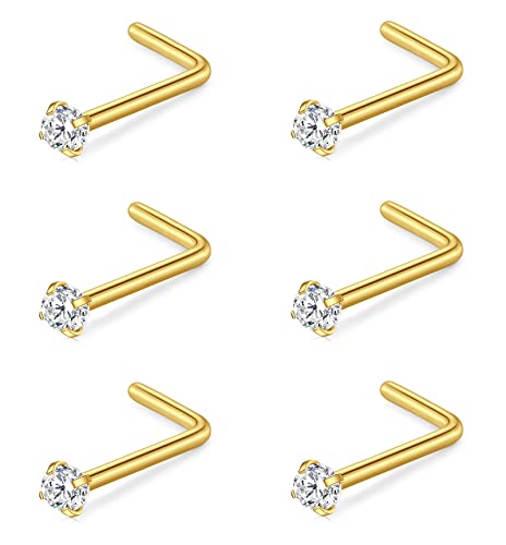 Incaton Nasenpiercing 1.0mm 0.8mm Nasenstecker 18G 20G L Nasenringe Edelstahl Piercing Nase Nasenpiercing Stecker Piercing Schmuck für Damen Herren 1.5/2/2.5/3 mm Silber Roségold Gold von Incaton