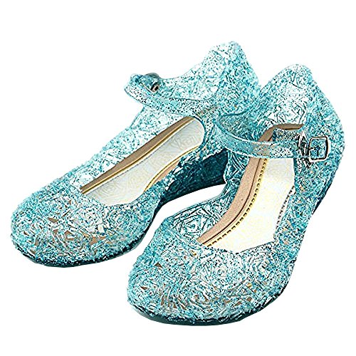 Inception Pro Infinite ELSA Schuhe - Anna - Aschenputtel - Mädchen - Sohle 20,5 cm - Prinzessin - Blaue Farbe mit Glitzer - Karneval - Halloween - Cosplay - Geburtstagsgeschenkidee - Größe 35 von Inception Pro Infinite