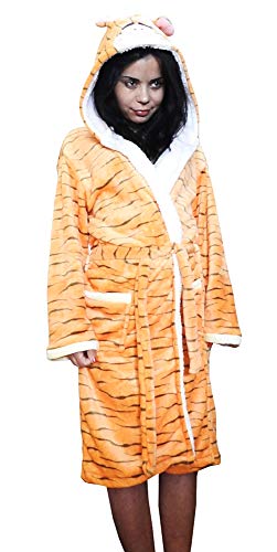 Inception Pro Infinite - Größe S - Tiger - Schlafrock - für Schlafzimmer - Nacht - Bademantel - Pyjama - Mann - Frau - Unisex - weiches Fleece - mit Kapuze und Gürtel - Zeichen von Inception Pro Infinite