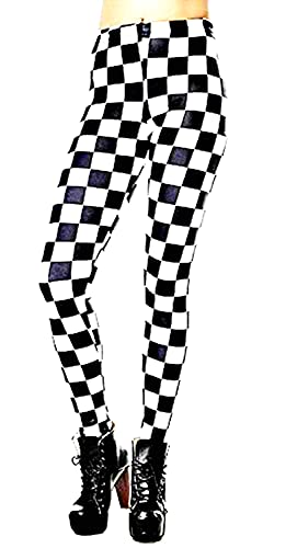 Leggings Damen Kariert Einheitsgröße Schwarz Weiß Muster Geometrisch Punk Alternative Mode Hose Pantacollant Casual Leggings Damen Kariert Einheitsgröße Schwarz Weiß Muster Geometrisch Punk Alternative Mode Hose Pantacollant Casual von Inception Pro Infinite