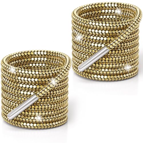 Incinkod 1 Paar Glitzer Strass Schnürsenkel Kristall Bling Schnürsenkel Sparkly Schuhe Spitze Diamant Schuhe Spitze für Sneaker Damen Kordelzug Schnüre Ersatz (Gold) von Incinkod