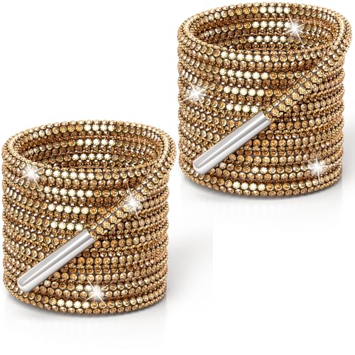 Incinkod 1 Paar Glitzer Strass Schnürsenkel Kristall Bling Schnürsenkel Sparkly Schuhe Spitze Diamant Schuhe Spitze für Sneaker Damen Kordelzug Schnüre Ersatz (Tawny) von Incinkod