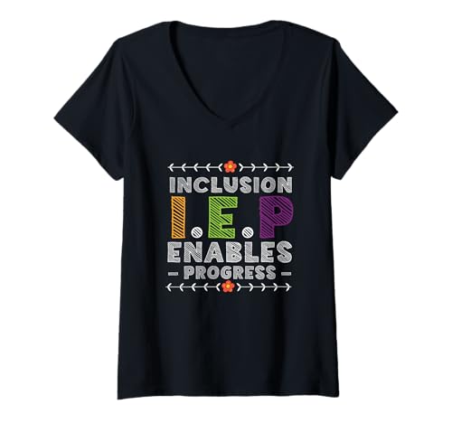 Damen Inklusion IEP ermöglicht Fortschrittsmeldung T-Shirt mit V-Ausschnitt von Inclusion IEP Advocacy Progression