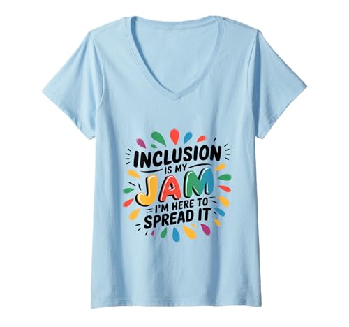 Damen Inklusion ist Mein Ding Ich Bin Hier, um es zu verbreiten Gleichheit Freundlichkeit T-Shirt mit V-Ausschnitt Damen Inklusion ist Mein Ding Ich Bin Hier, um es zu verbreiten Gleichheit Freundlichkeit T-Shirt mit V-Ausschnitt von Inclusion Is My Jam I Am Here To Spread It Gifts