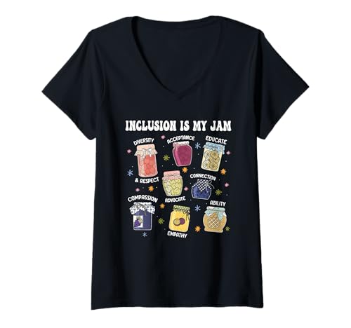Damen Inklusion ist Mein Ding: Vielfalt, Freundlichkeit, Stärke T-Shirt mit V-Ausschnitt Damen Inklusion ist Mein Ding: Vielfalt, Freundlichkeit, Stärke T-Shirt mit V-Ausschnitt von Inclusion Is My Jam Tee Diversity Advocate Design