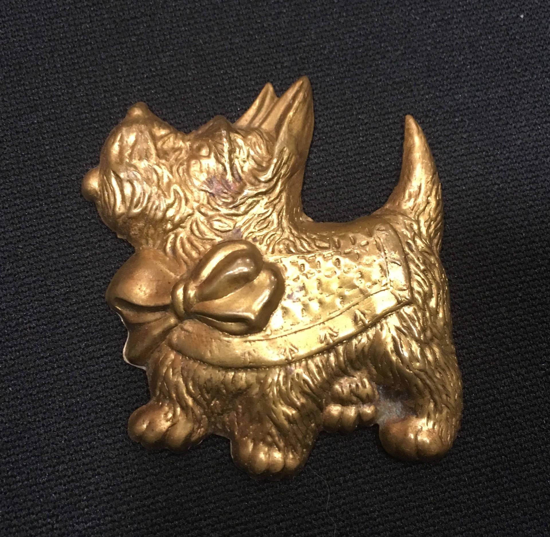 1930S Brass Scottie Dog Pin, Vintage 30Er Jahre Scottish Terrier Brosche von IncogneetoVintage