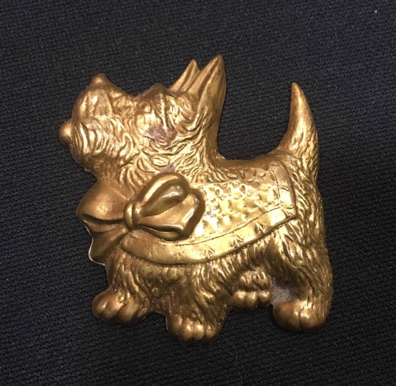 1930S Brass Scottie Dog Pin, Vintage 30Er Jahre Scottish Terrier Brosche von IncogneetoVintage