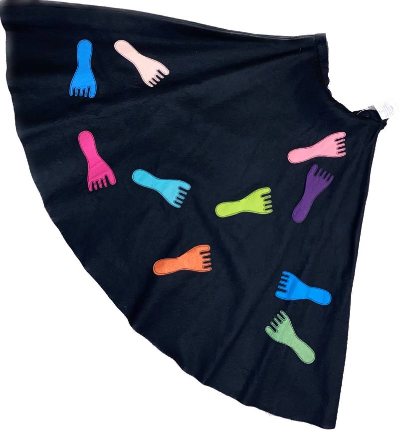 1950Er "Casino Original" Schwarzer Wollfilz Kreise Rock, Gr. 3/4 von IncogneetoVintage