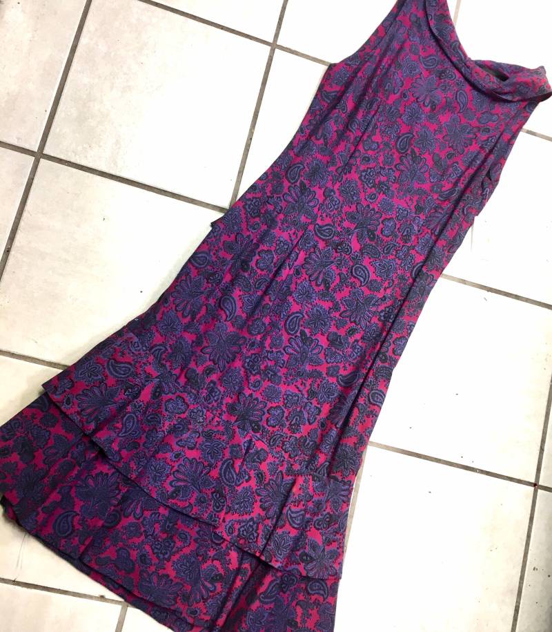 Ende Der 50Er/60Er Jahre Lila Paisley Kleid, Größe S von IncogneetoVintage