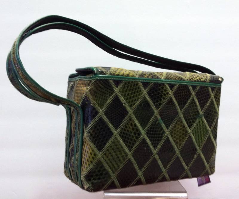 Grüne 1940Er Schlangenleder Box Tasche, Vintage 40Er Rockabilly Geldbörse von IncogneetoVintage