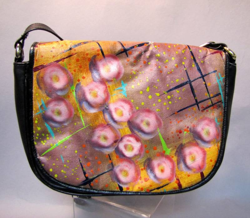 Hand Bemalt "Pinselstriche" Geldbörse Vintage 1990Er Jahre Hipster Cross Körper Schultertasche von IncogneetoVintage