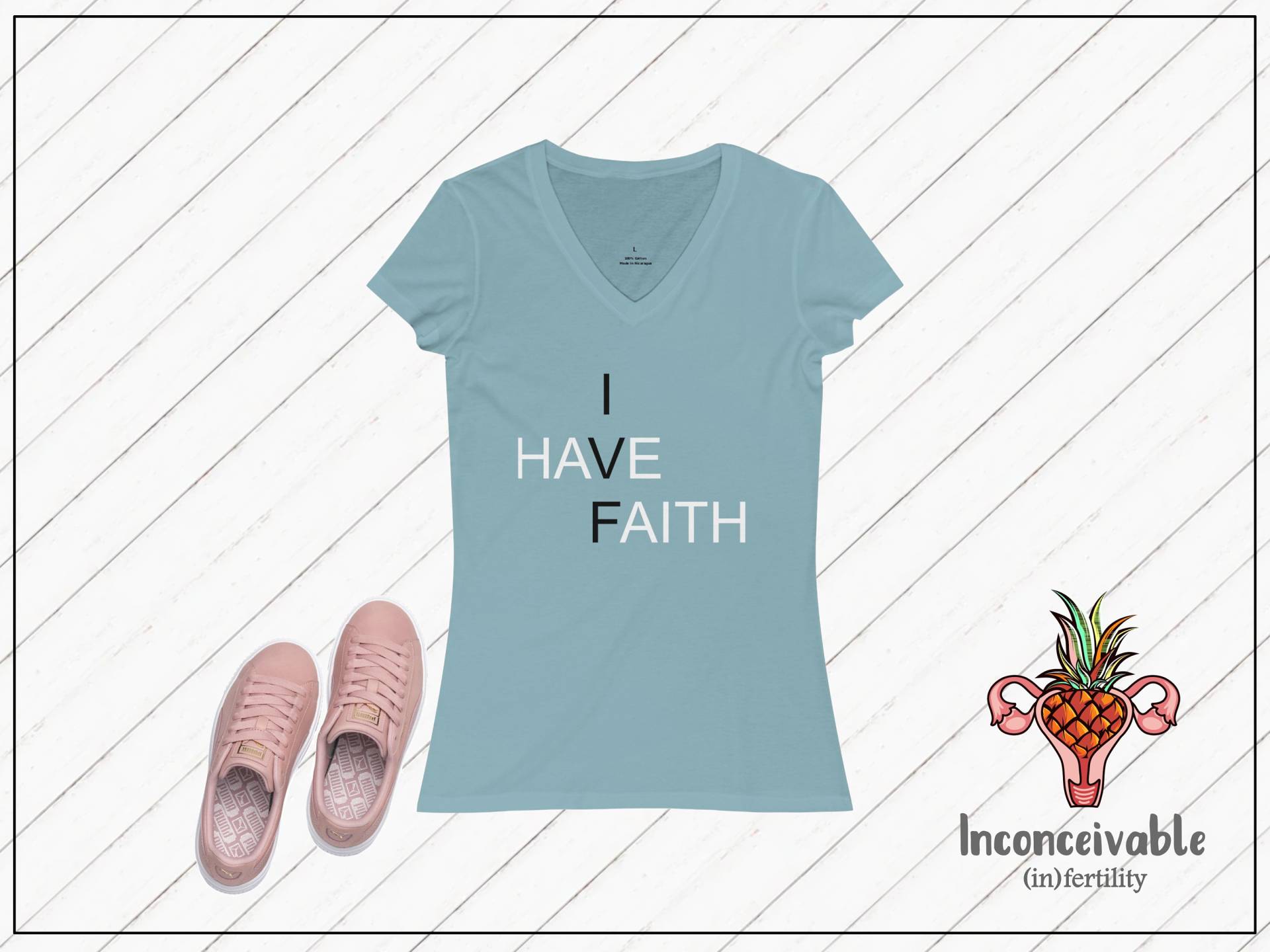 I Have Faith T-Shirt Mit V-Ausschnitt >> Glaube 1 in 8 Unfruchtbarkeit Ttc in Vitro Ivf Iui Embryotransfer Eizellentnahme Schwangerschaft I Have Faith T-Shirt Mit V-Ausschnitt >> Glaube 1 in 8 Unfruchtbarkeit Ttc in Vitro Ivf Iui Embryotransfer Eizellentnahme Schwangerschaft von InconceivableShop