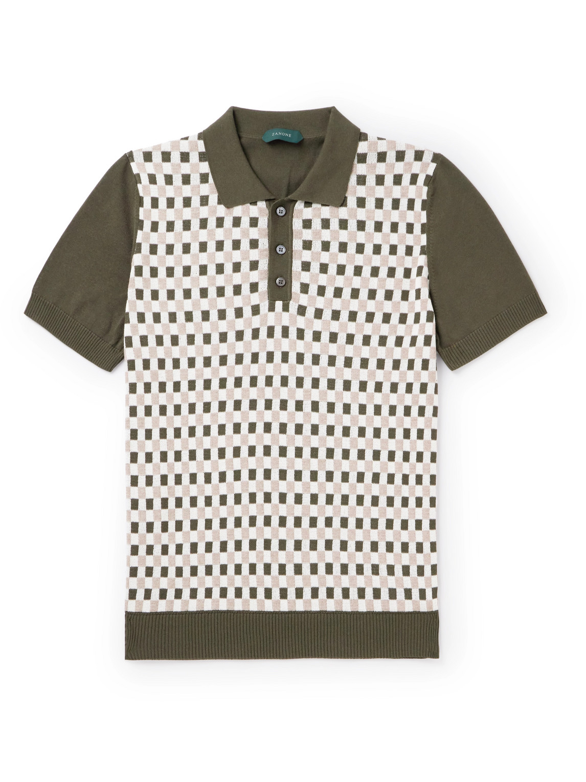 Incotex - Zanone Checked Cotton Polo Shirt - Men - Green - IT 54 von Incotex