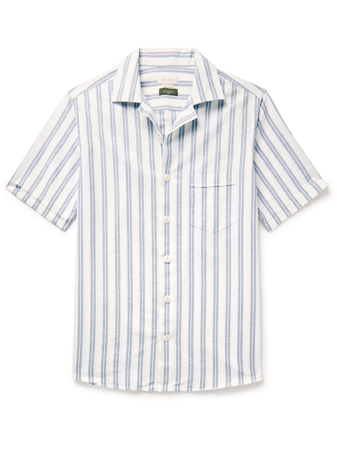Incotex - Glanshirt Camp-Collar Striped Cotton Oxford Shirt - Men - Blue - EU 41 von Incotex