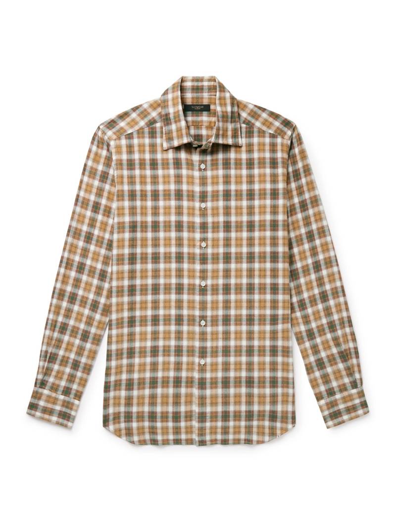 Incotex - Glanshirt Slim-Fit Checked Cotton-Flannel Shirt - Men - Brown - EU 45 von Incotex